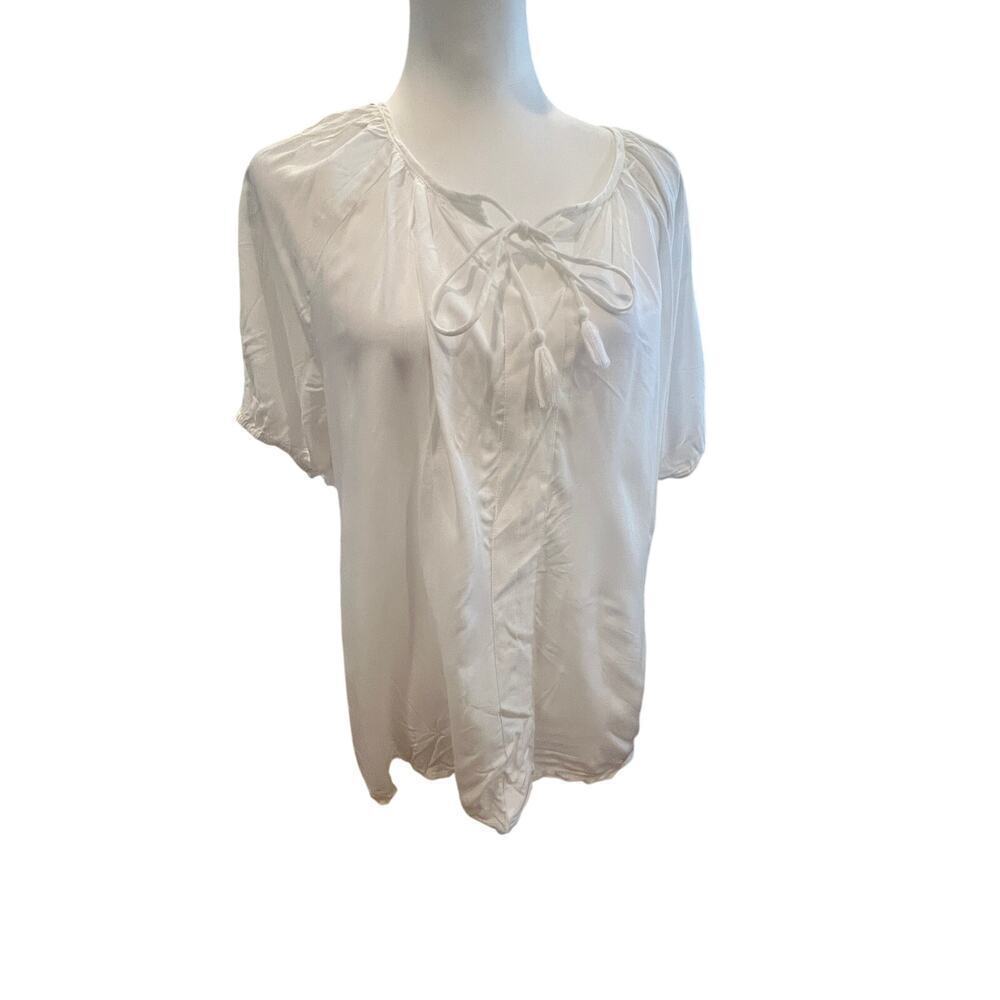 BROADWAY COLLECTION SHORT SLEEVE V NECK WITH TIE WOMENS TOP SIZE XL